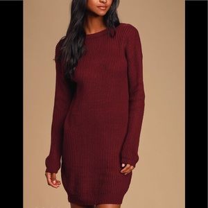 Lulus Bringing Sexy Back Wine Red Backless Sweater Dress